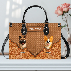 Ornate Floral Texture Dog Handbag – Unique Dog Art & Name for Dog Parents - 89Prints