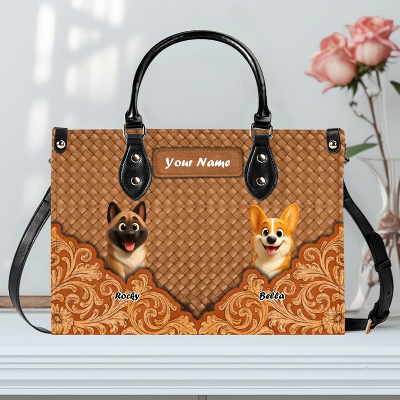 Ornate Floral Texture Dog Handbag – Unique Dog Art & Name for Dog Parents - 89Prints