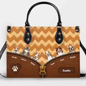 Chevron Zipper Illusion Dog Handbag – Bespoke Dog Art & Name Gift for Dog Lovers - 89Prints