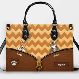 Chevron Zipper Illusion Dog Handbag – Bespoke Dog Art & Name Gift for Dog Lovers - 89Prints