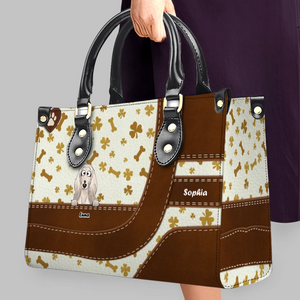 Playful Bone & Paw Pattern Dog Handbag – Custom Dog Art & Name Gift for Dog Parents - 89Prints