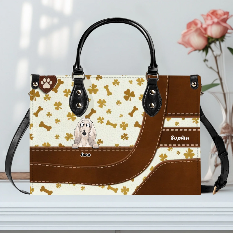 Playful Bone & Paw Pattern Dog Handbag – Custom Dog Art & Name Gift for Dog Parents - 89Prints