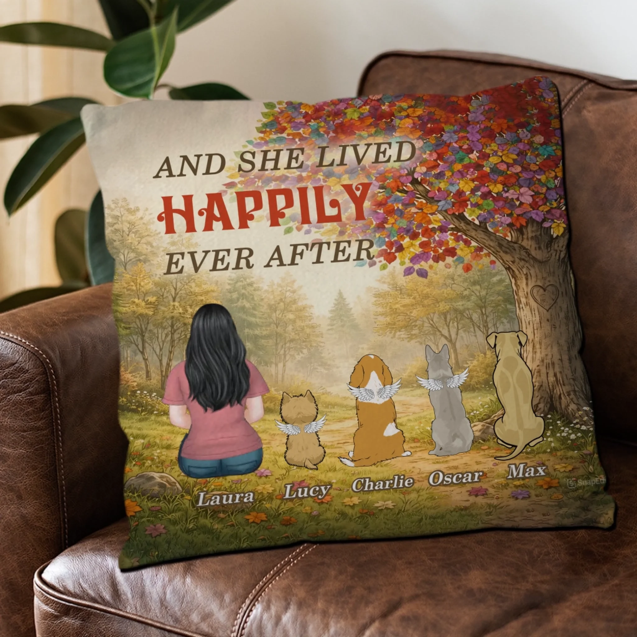 And She Lived Happily Ever After Pillow – Individualized Dog-Related Gift – 89Prints