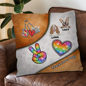 Peace Love Dogs Pillow – Bespoke Dog And Owner Gift – 89Prints