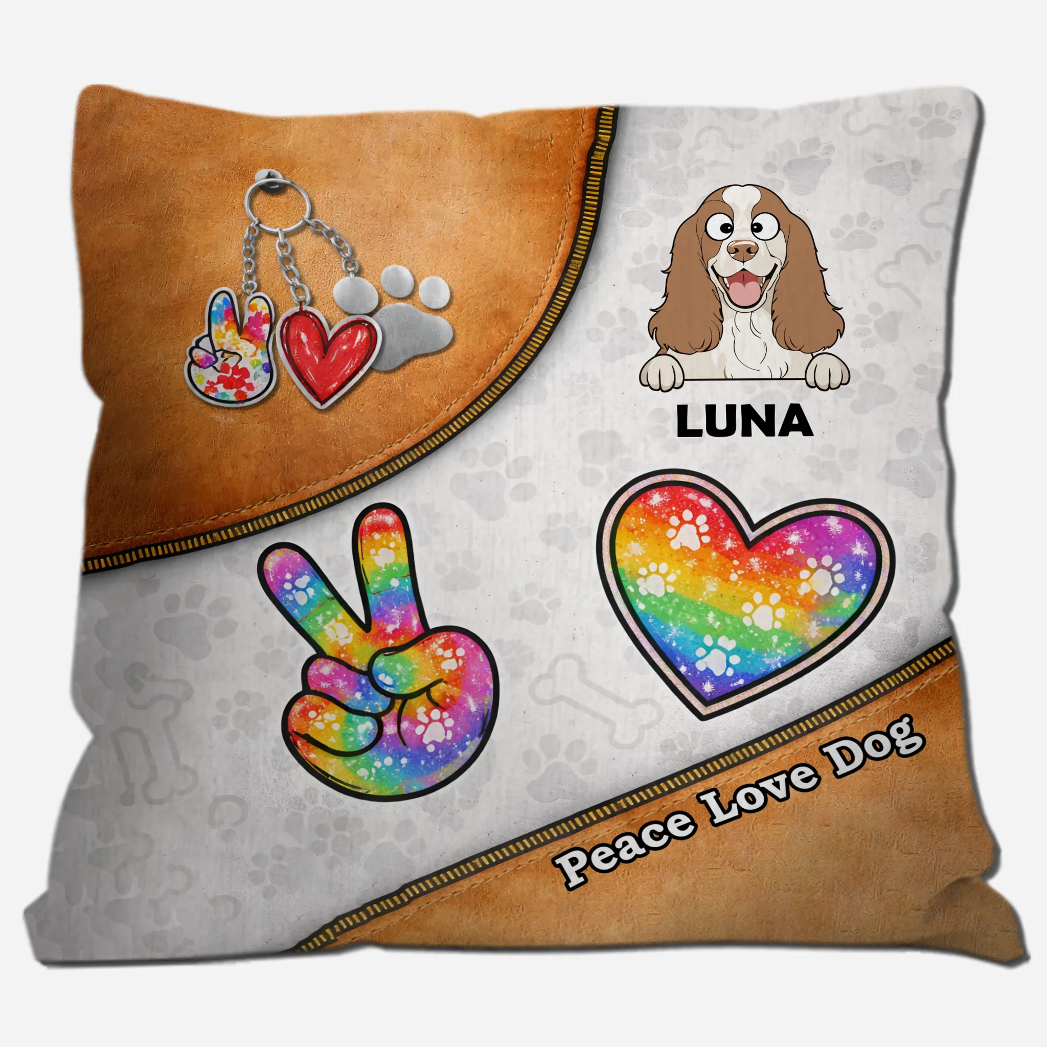 Peace Love Dogs Pillow – Bespoke Dog And Owner Gift – 89Prints