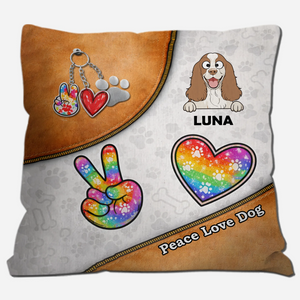 Peace Love Dogs Pillow – Bespoke Dog And Owner Gift – 89Prints