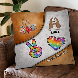 Peace Love Dogs Pillow – Bespoke Dog And Owner Gift – 89Prints