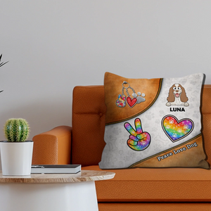 Peace Love Dogs Pillow – Bespoke Dog And Owner Gift – 89Prints