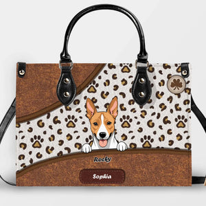 Leopard Paw & Curved Panel Pattern Dog Handbag – Personalized Dog Art & Name Gift for Dog Mom - 89Prints