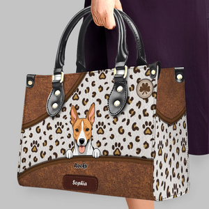 Leopard Paw & Curved Panel Pattern Dog Handbag – Personalized Dog Art & Name Gift for Dog Mom - 89Prints