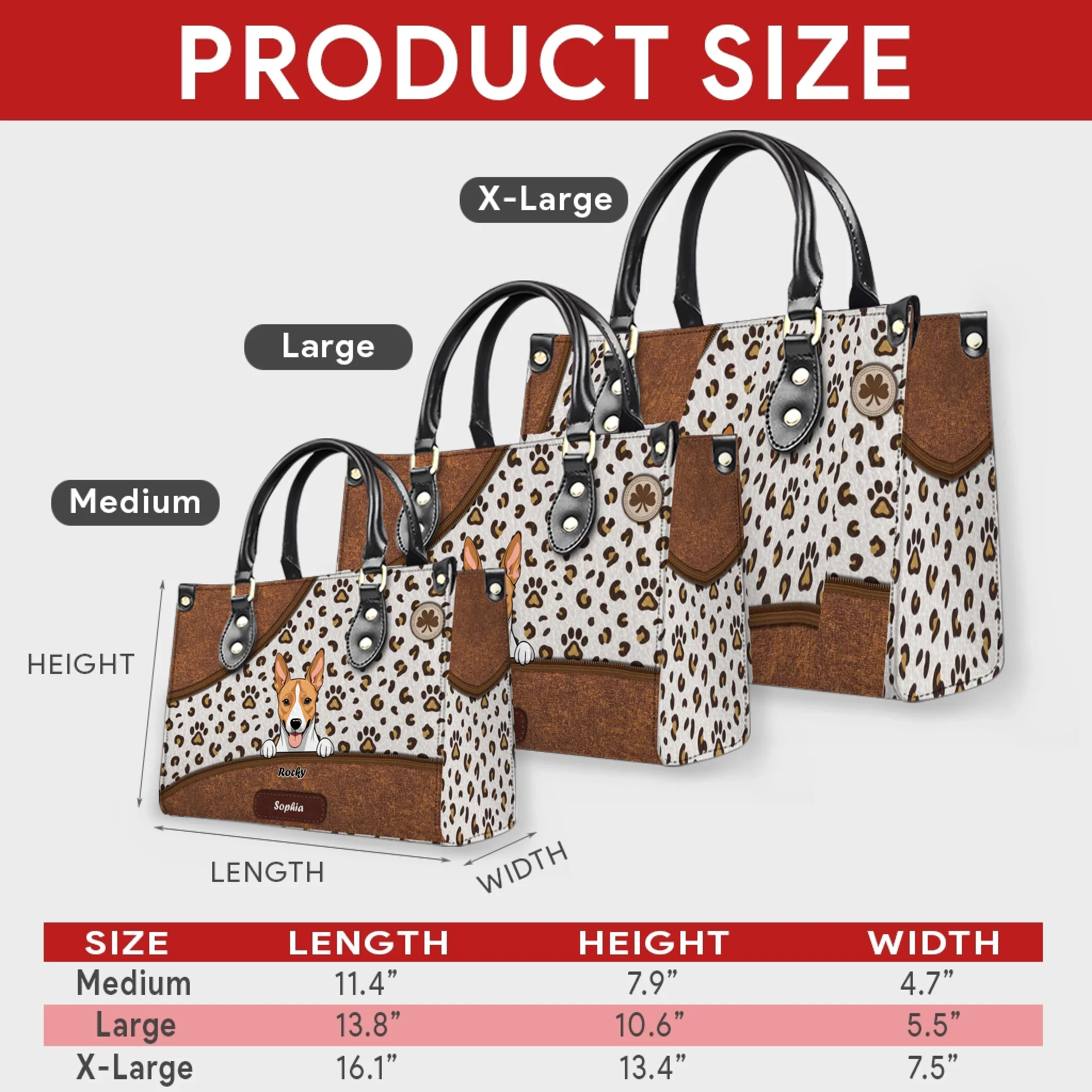 Leopard Paw & Curved Panel Pattern Dog Handbag – Personalized Dog Art & Name Gift for Dog Mom - 89Prints