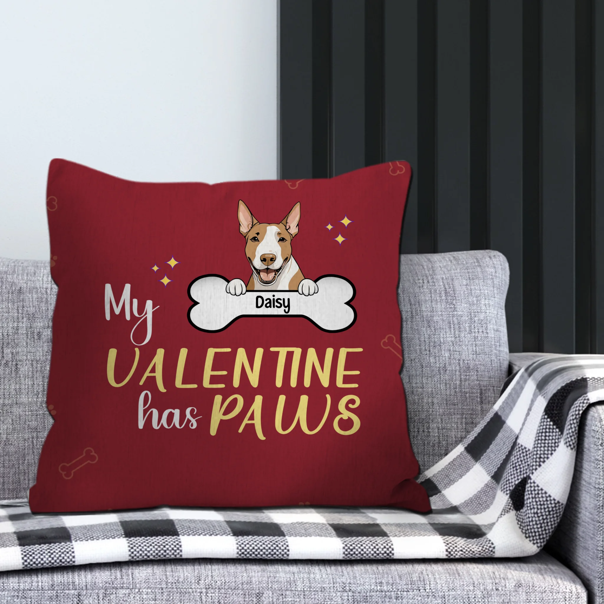 My Valentine Has Paws Pillow – One-Of-A-Kind Personalized Pet Owner Gift – 89Prints