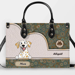 Vintage Circle Pattern & Layered Panel Dog Handbag – One-of-a-kind Dog Art & Name - 89Prints