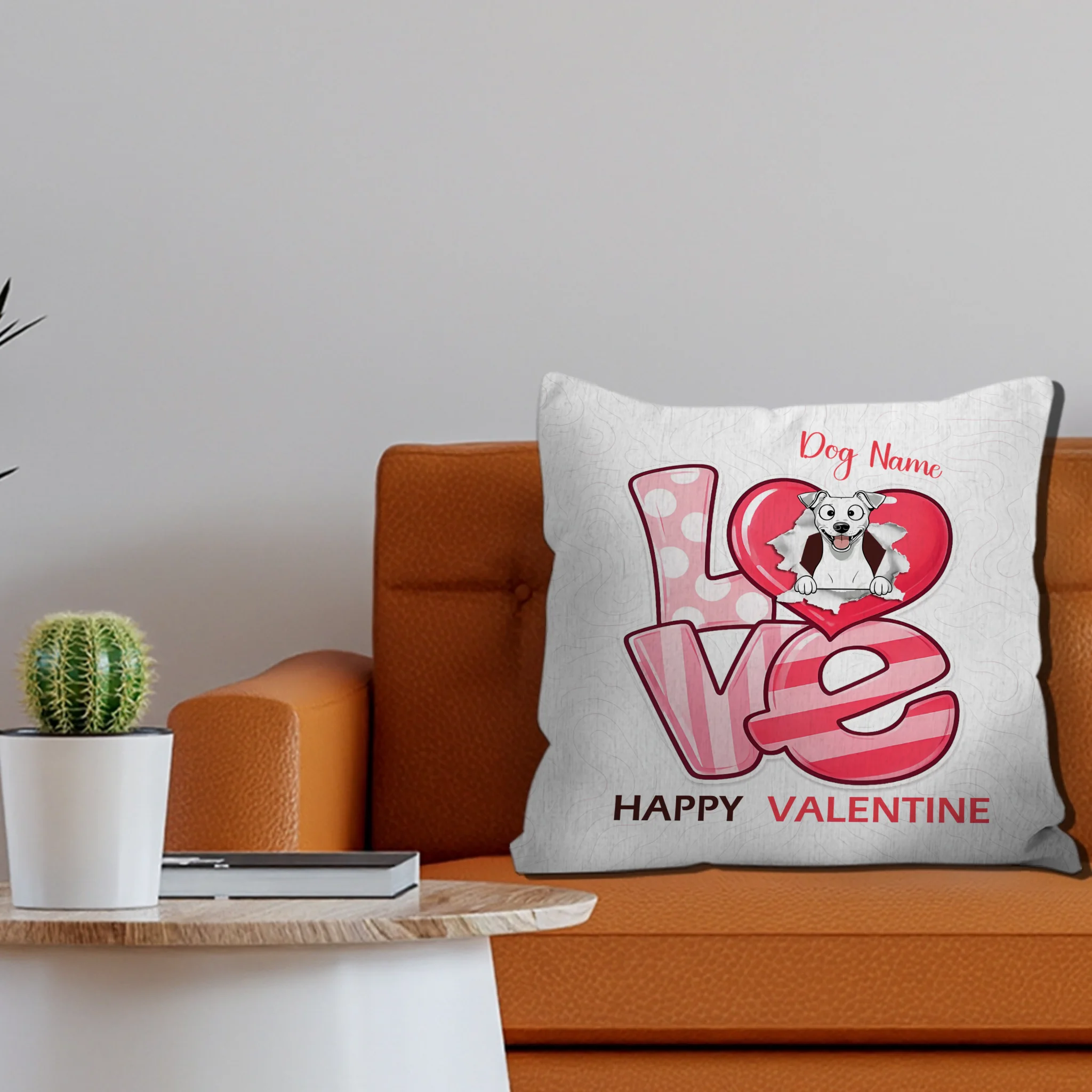 Love, Happy Valentine Pillow – Customized Dog Present Idea – 89Prints