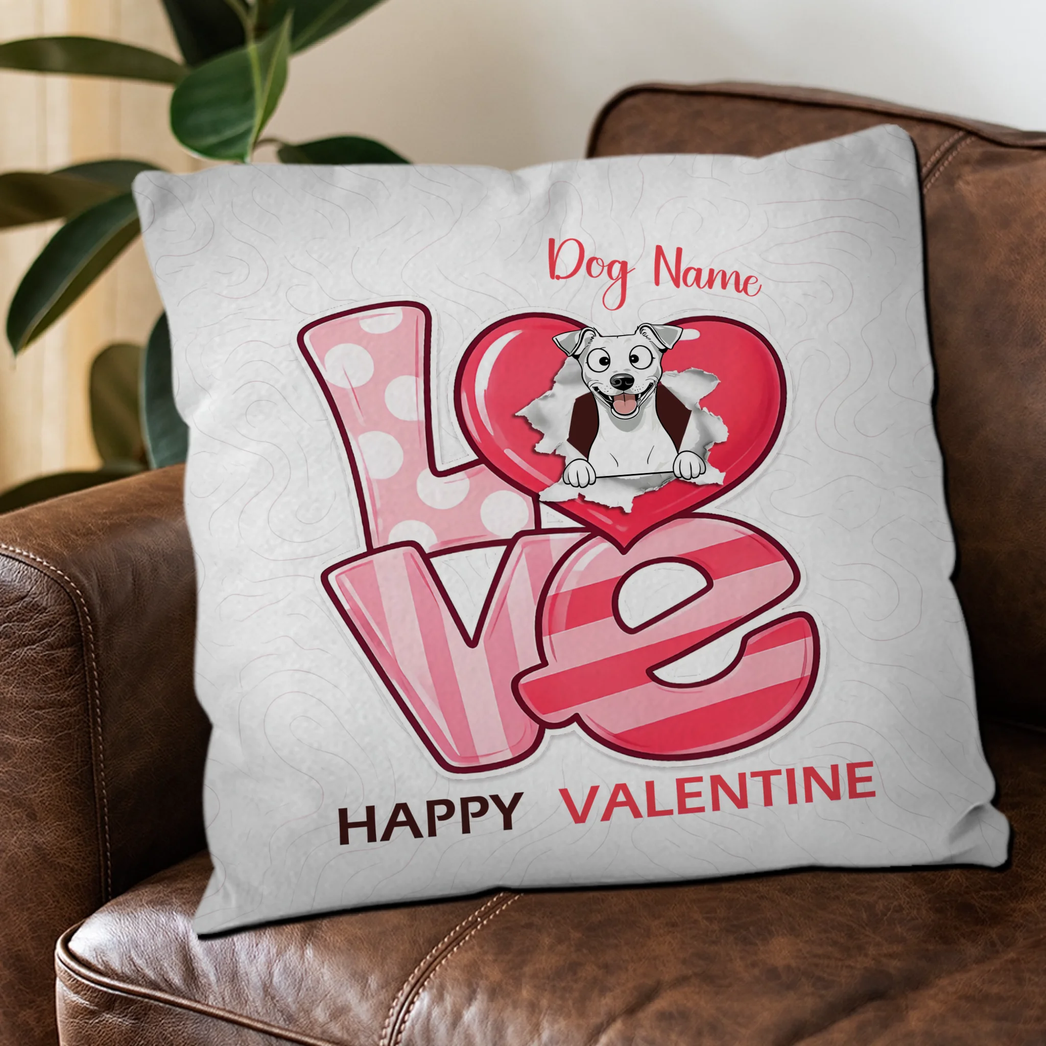 Love, Happy Valentine Pillow – Customized Dog Present Idea – 89Prints