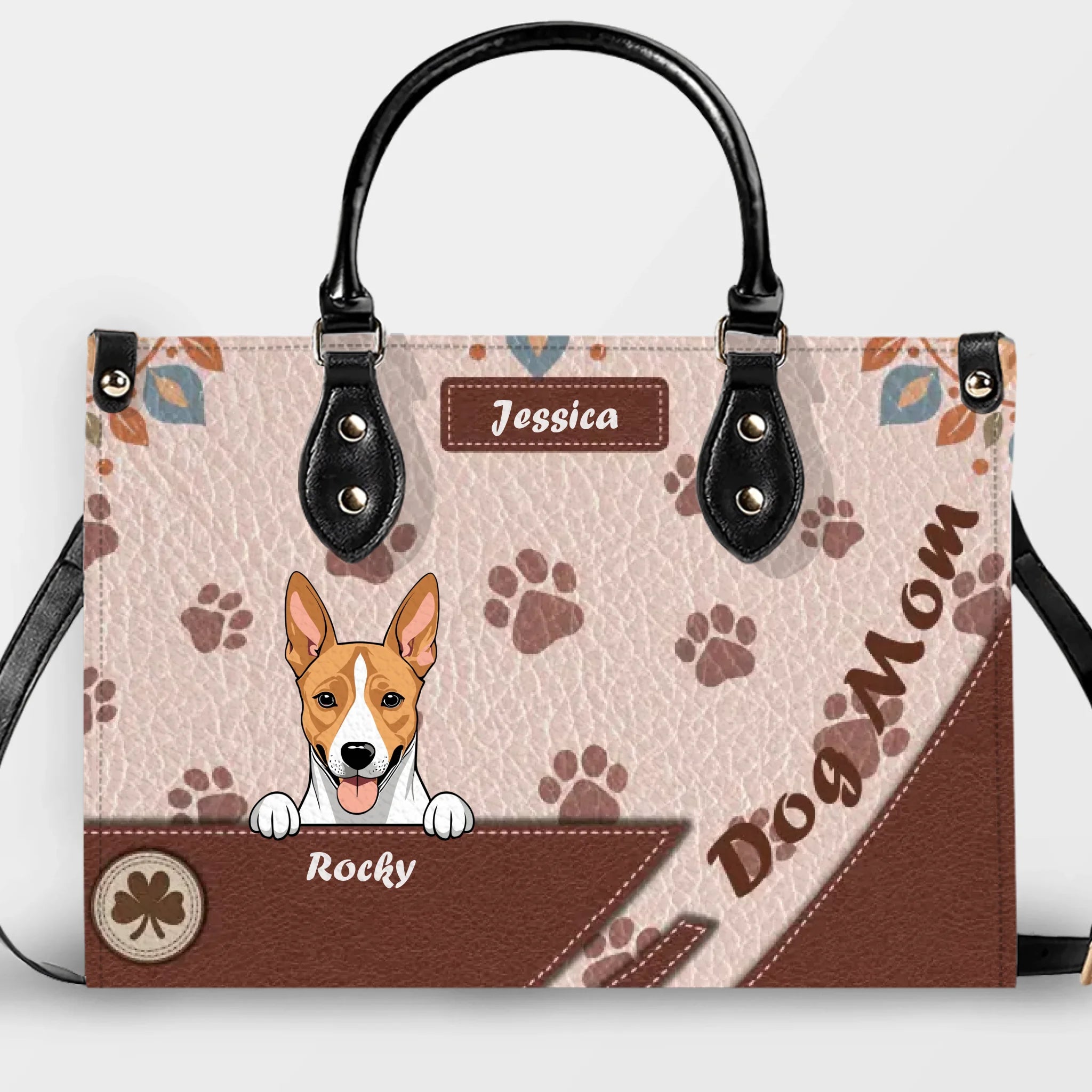 Personalized  Paw Print & Diagonal Panel Dog Handbag – Best Gift for Dog Parents - 89Prints