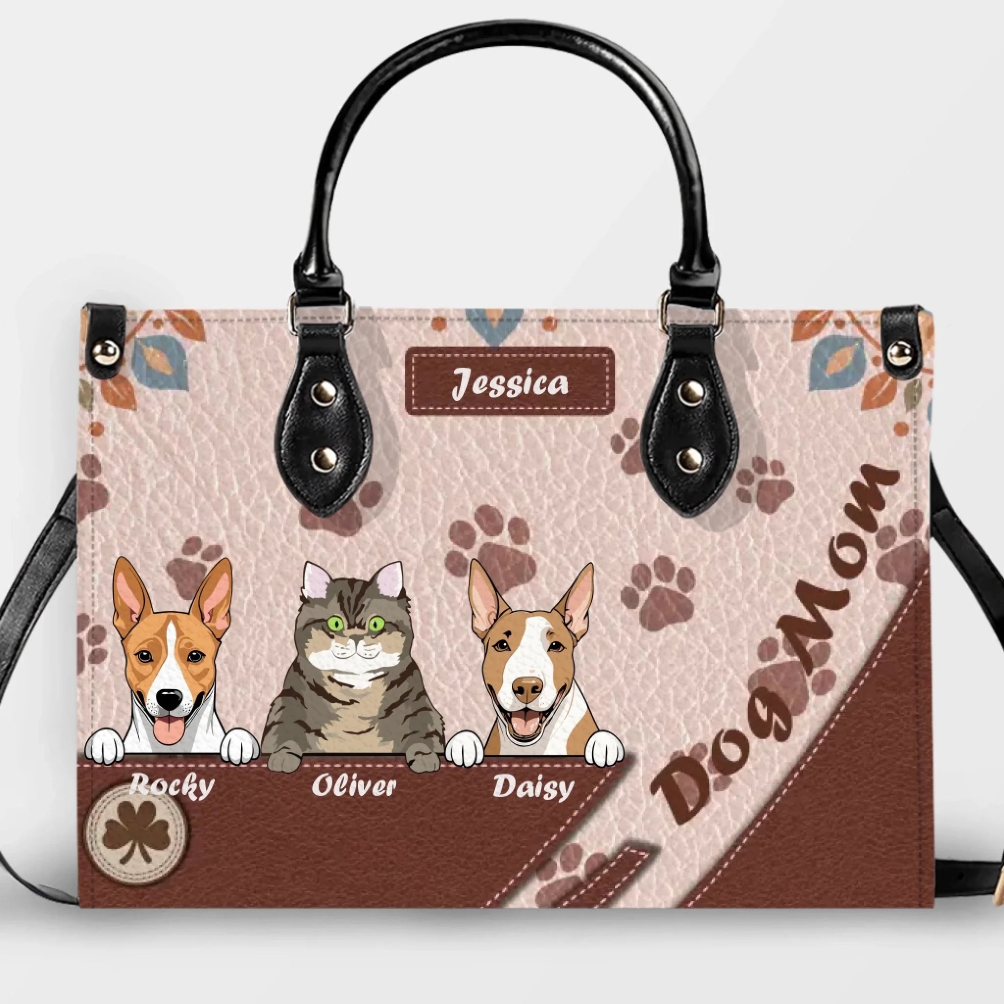 Personalized  Paw Print & Diagonal Panel Dog Handbag – Best Gift for Dog Parents - 89Prints