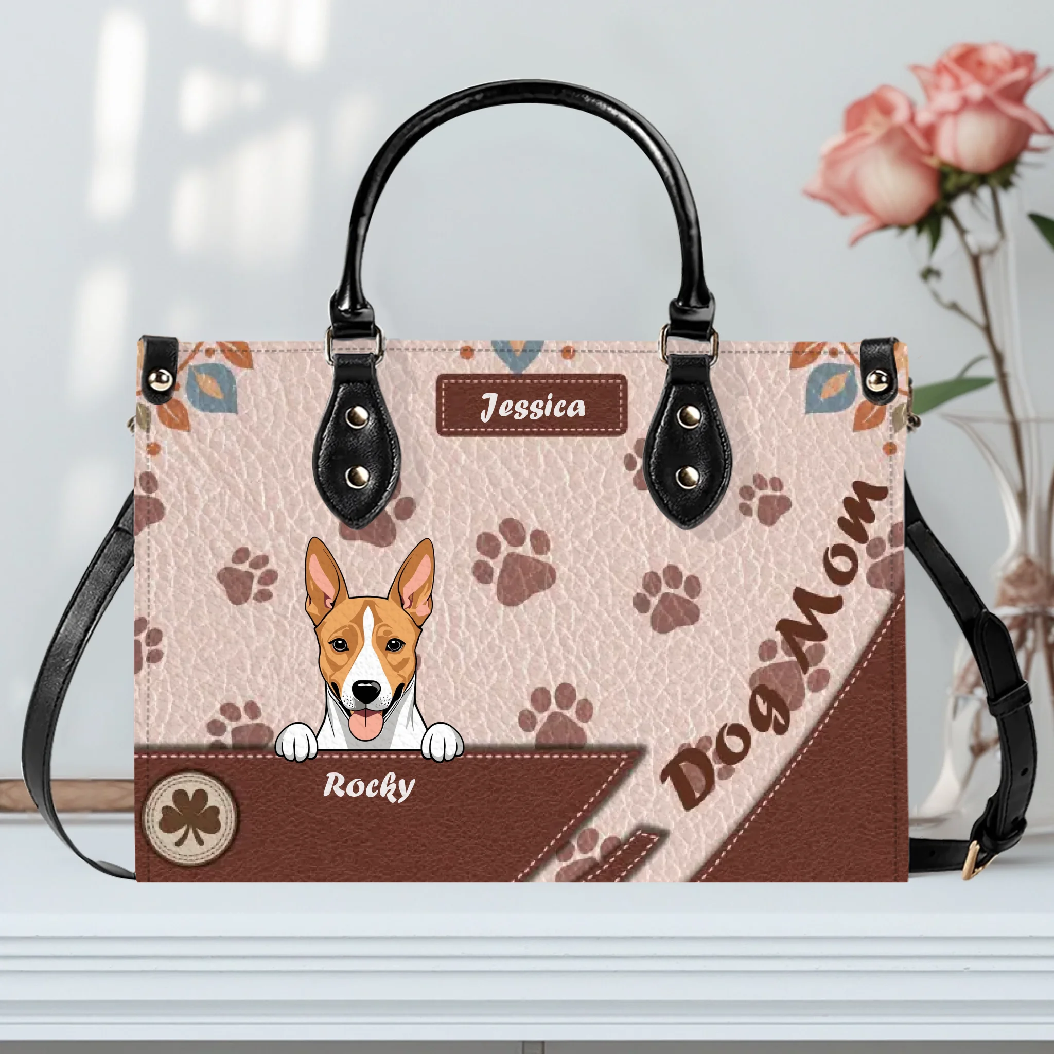 Personalized  Paw Print & Diagonal Panel Dog Handbag – Best Gift for Dog Parents - 89Prints