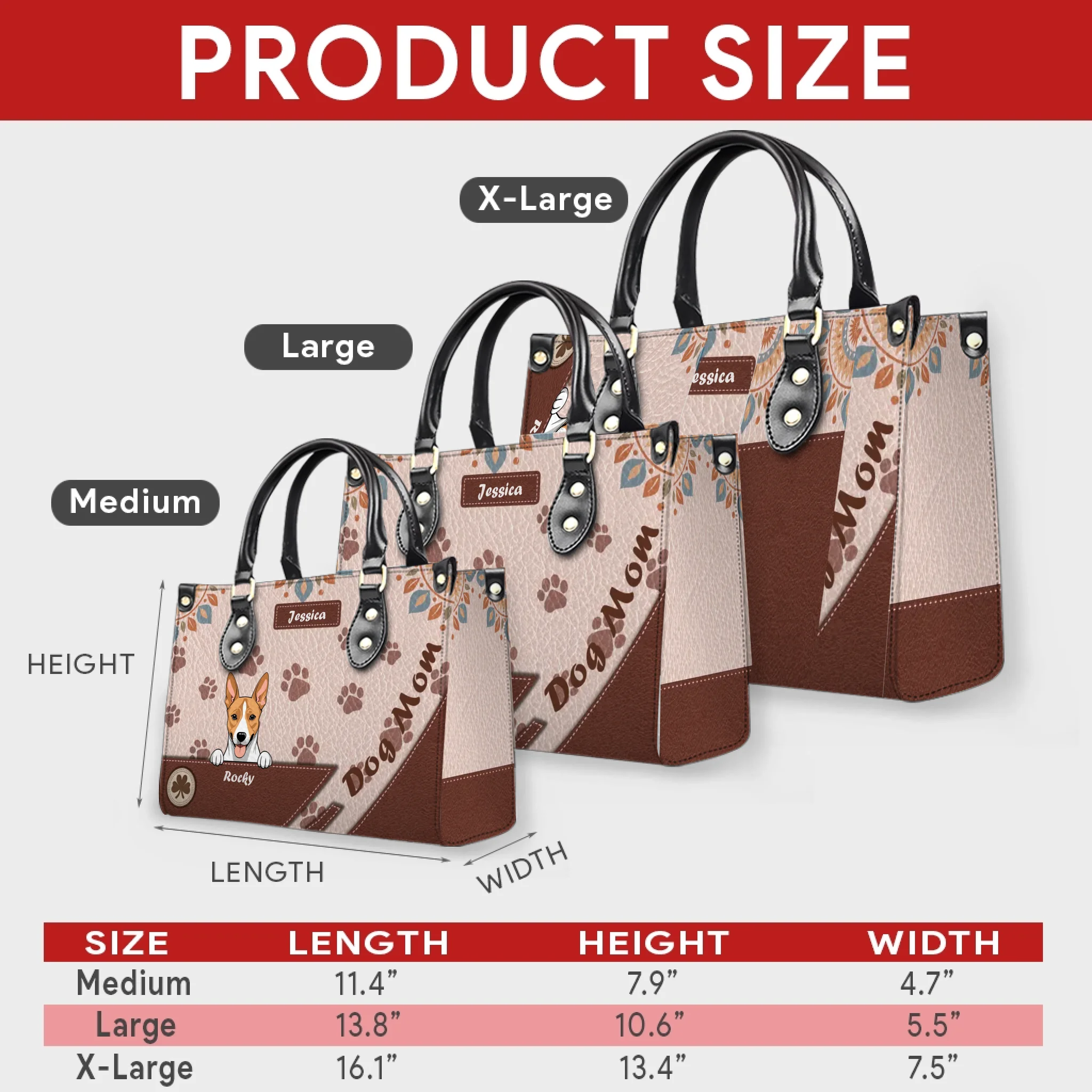 Personalized  Paw Print & Diagonal Panel Dog Handbag – Best Gift for Dog Parents - 89Prints