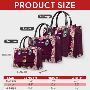 Romantic Floral Frame Dog Handbag – Tailored Dog Art & Name Gift for Dog Lovers - 89Prints