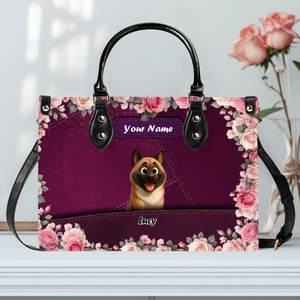 Romantic Floral Frame Dog Handbag – Tailored Dog Art & Name Gift for Dog Lovers - 89Prints
