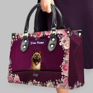 Romantic Floral Frame Dog Handbag – Tailored Dog Art & Name Gift for Dog Lovers - 89Prints