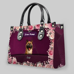 Romantic Floral Frame Dog Handbag – Tailored Dog Art & Name Gift for Dog Lovers - 89Prints