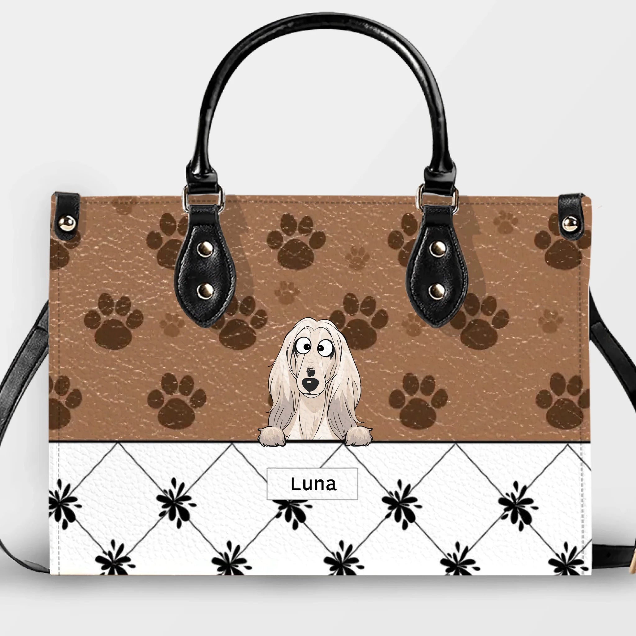 Charming Paw Motif Dog Handbag – Custom Dog Art & Name Gift - 89Prints