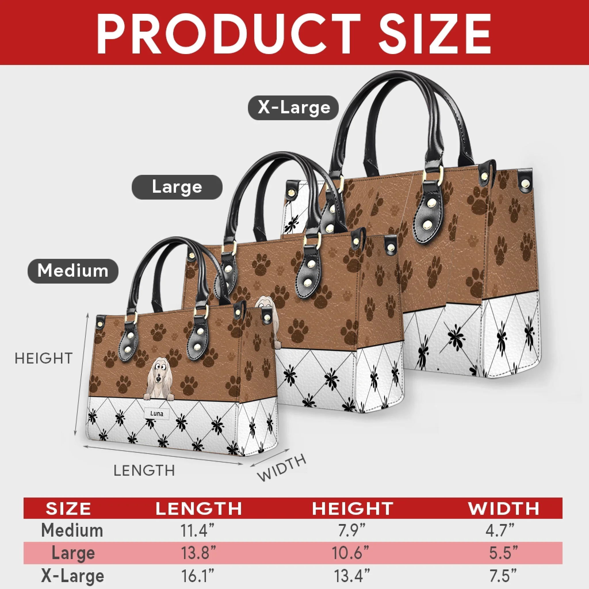 Charming Paw Motif Dog Handbag – Custom Dog Art & Name Gift - 89Prints