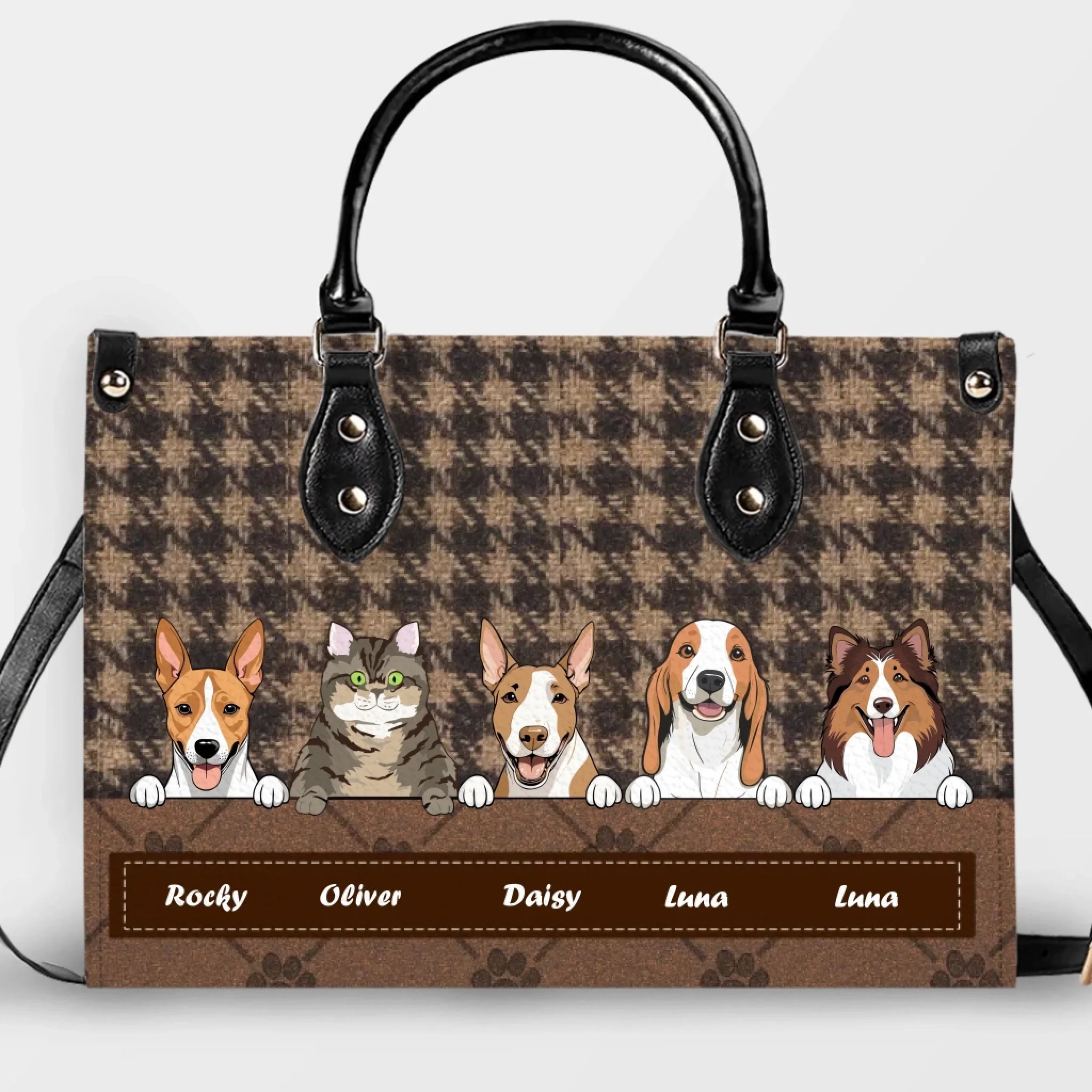 Customized Classic Houndstooth Pattern Dog Handbag – Gift Ideas For Dog Lovers - 89Prints