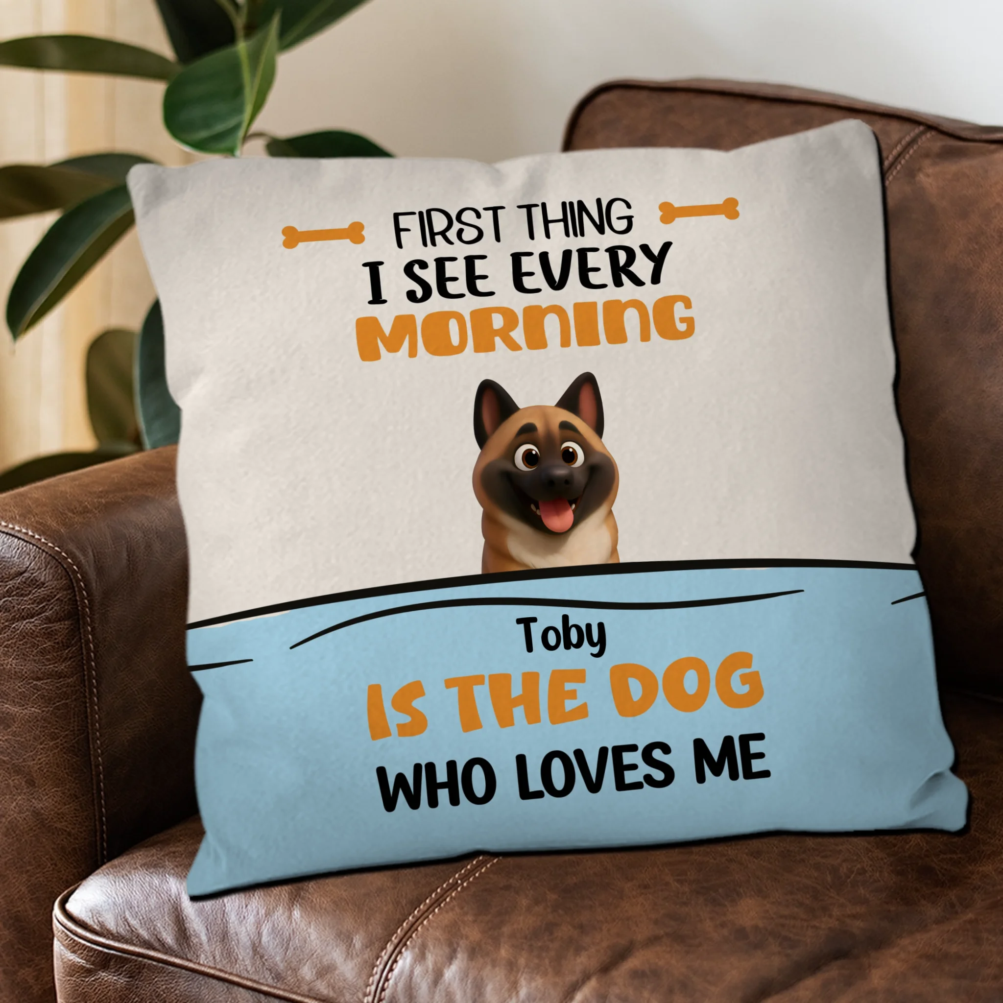 First Thing I See Every Morning Dog Pillow – Custom Dog Illustration, Meaningful Gift for Dog Lovers - 89Prints