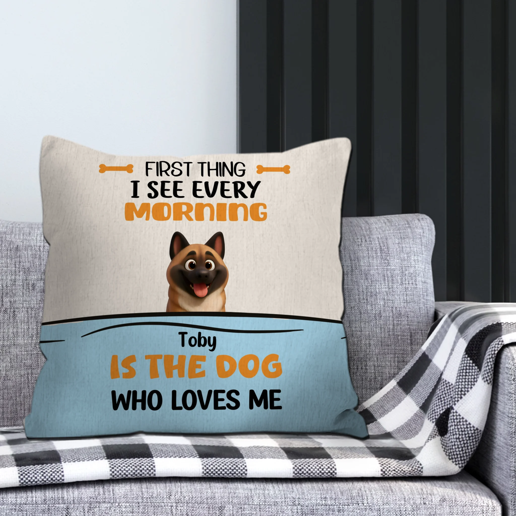 First Thing I See Every Morning Dog Pillow – Custom Dog Illustration, Meaningful Gift for Dog Lovers - 89Prints