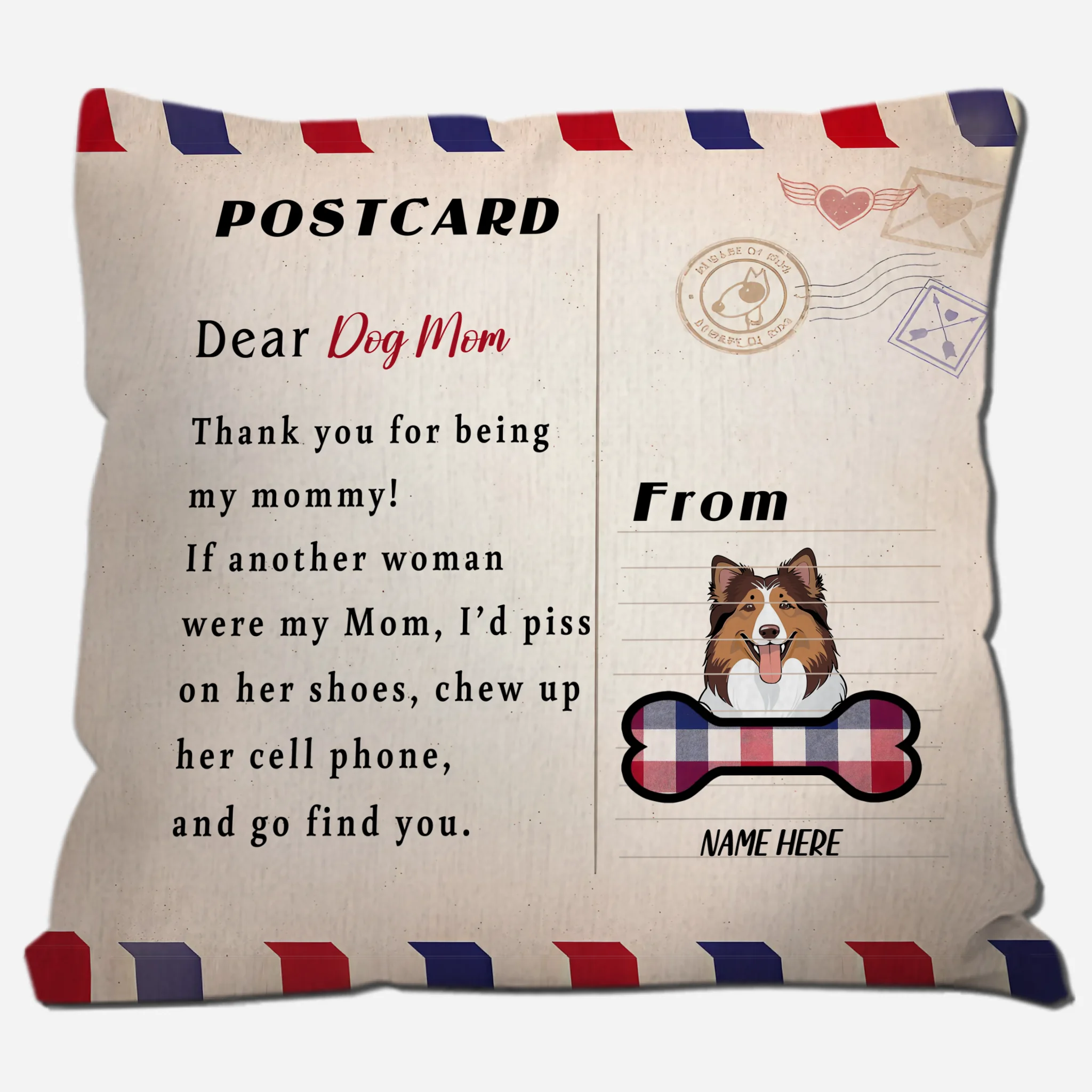 Dear Dog Mom Postcard Pillow – Special Present For Pet Lovers – 89Prints