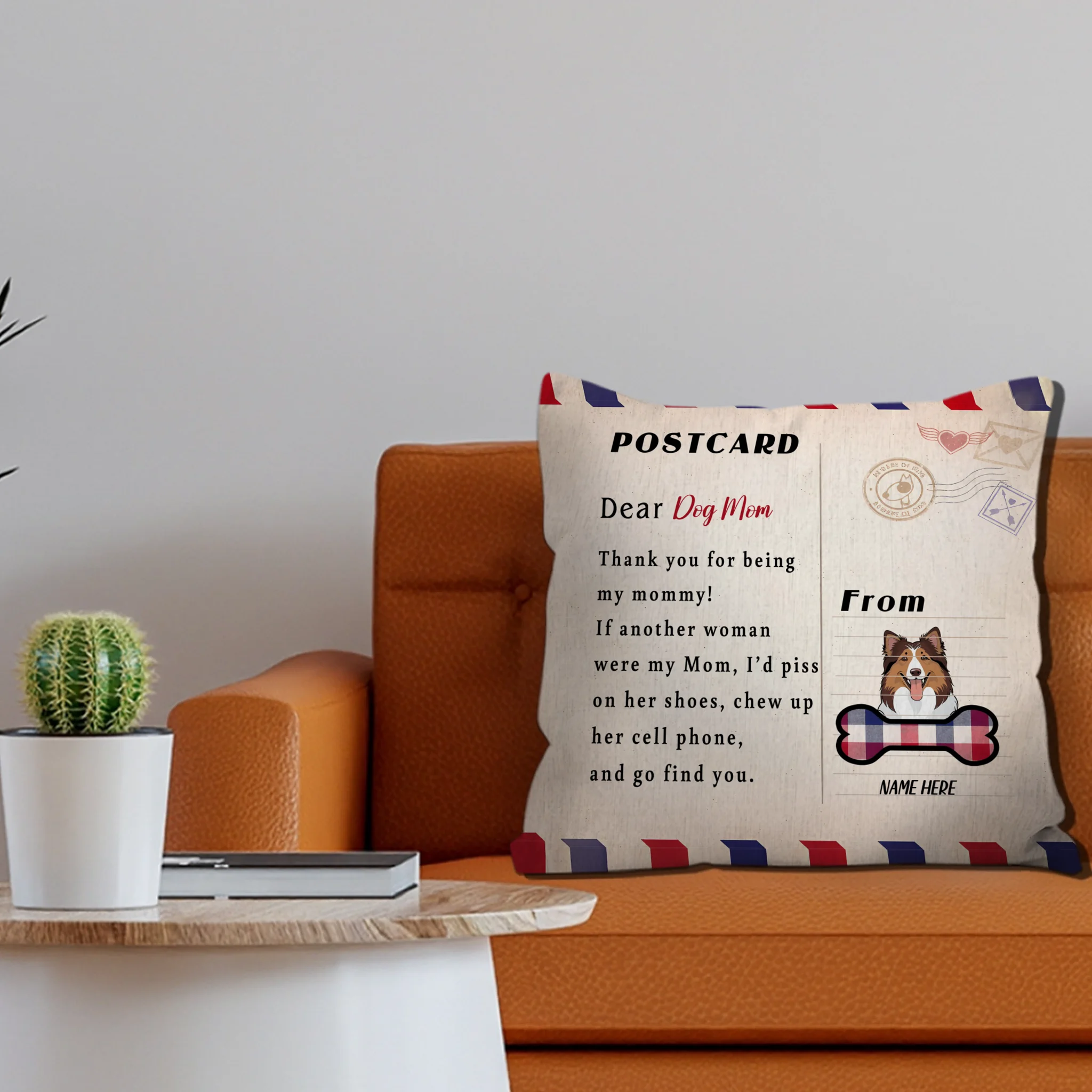Dear Dog Mom Postcard Pillow – Special Present For Pet Lovers – 89Prints