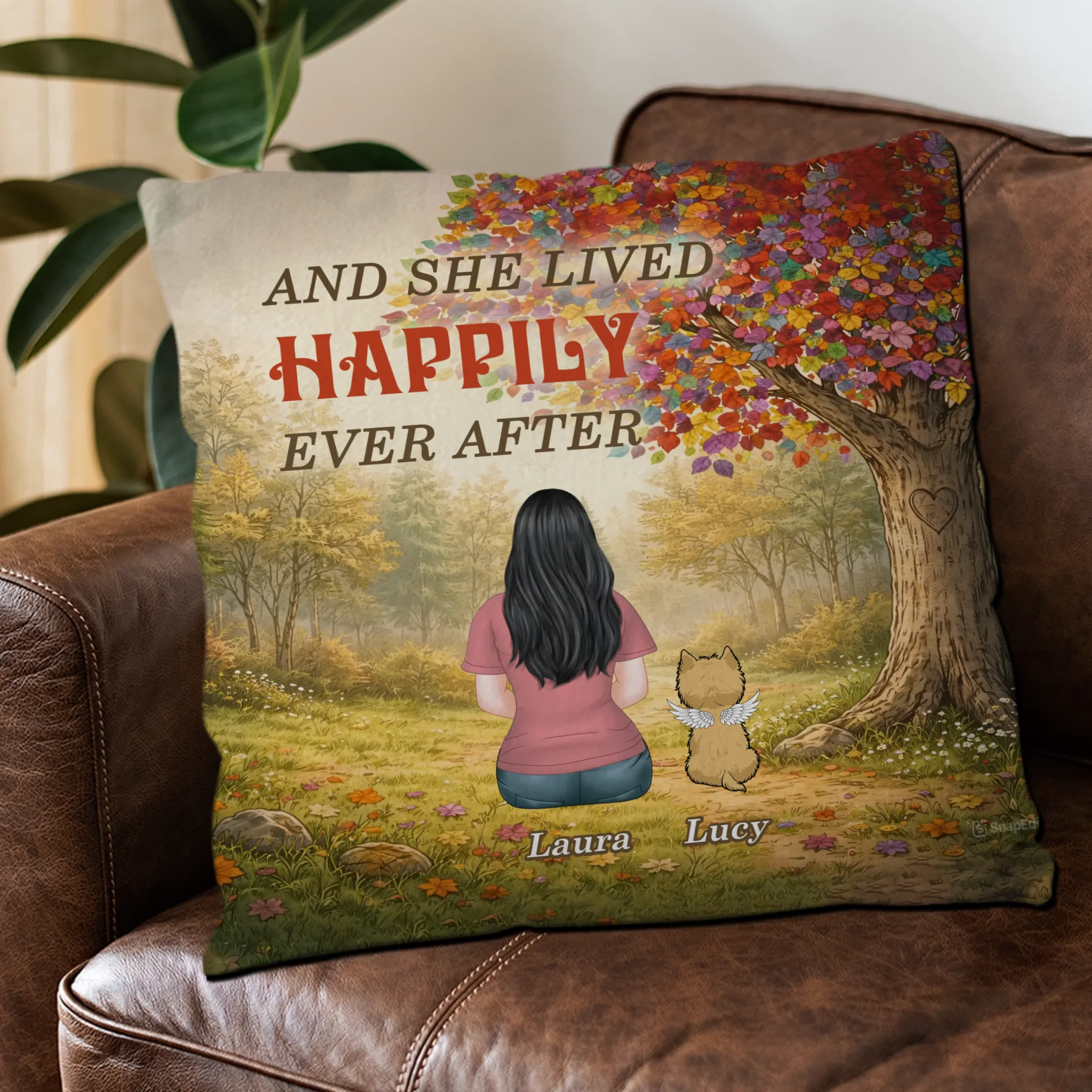 And She Lived Happily Ever After Pillow – Individualized Dog-Related Gift – 89Prints