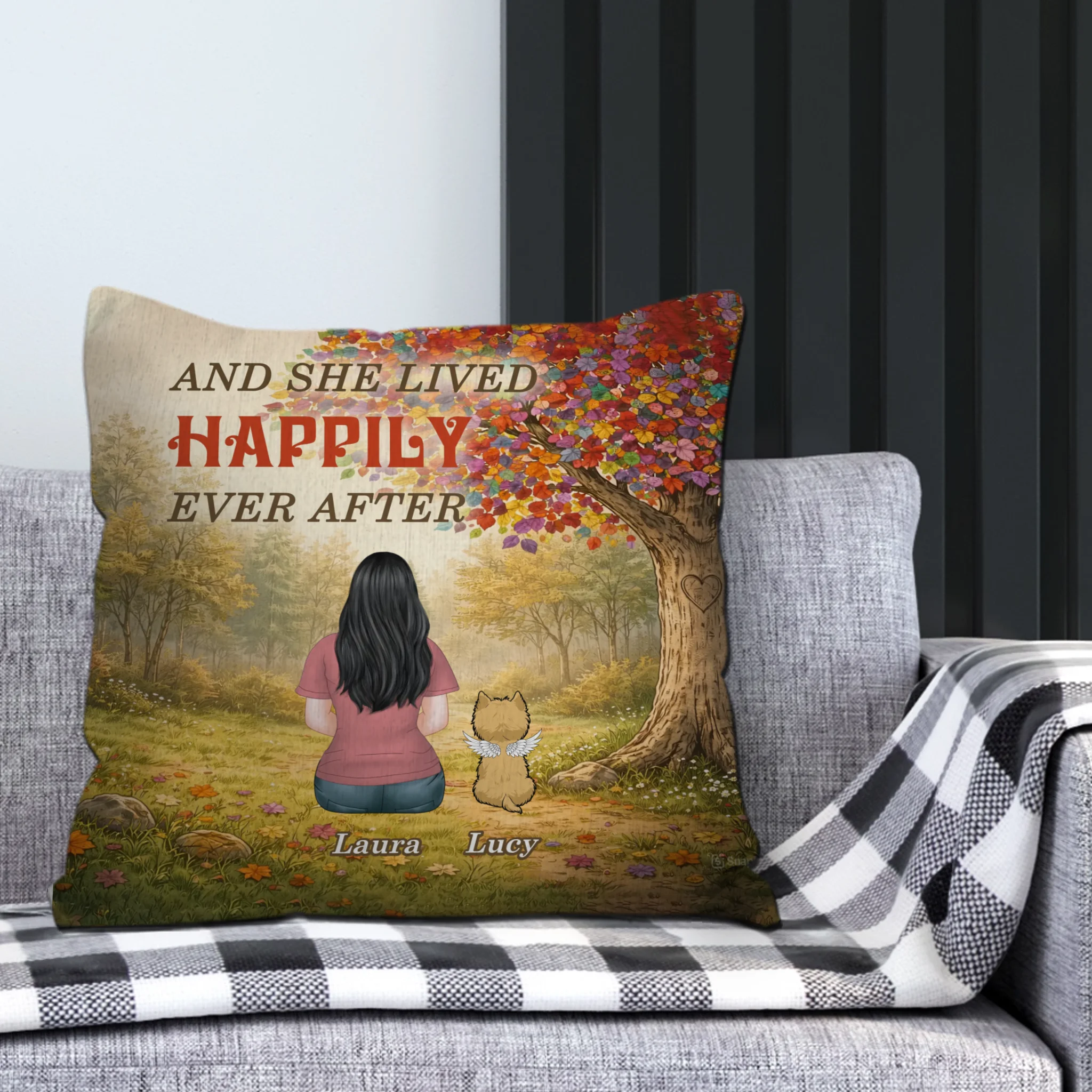 And She Lived Happily Ever After Pillow – Individualized Dog-Related Gift – 89Prints