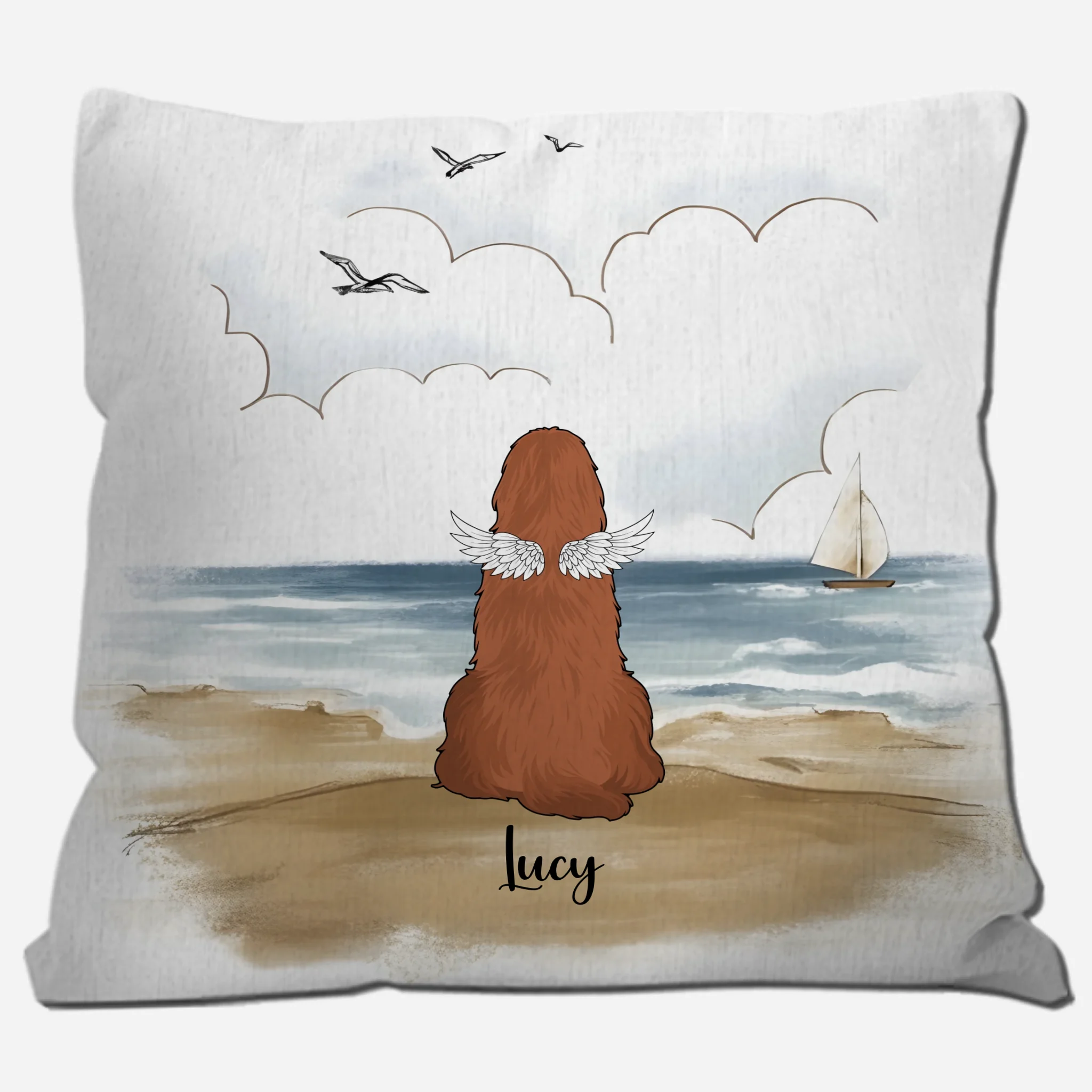 Custom Dog Pillow With A Beach Scene – Emotional Perfect Gift For Dog Lovers – 89Prints