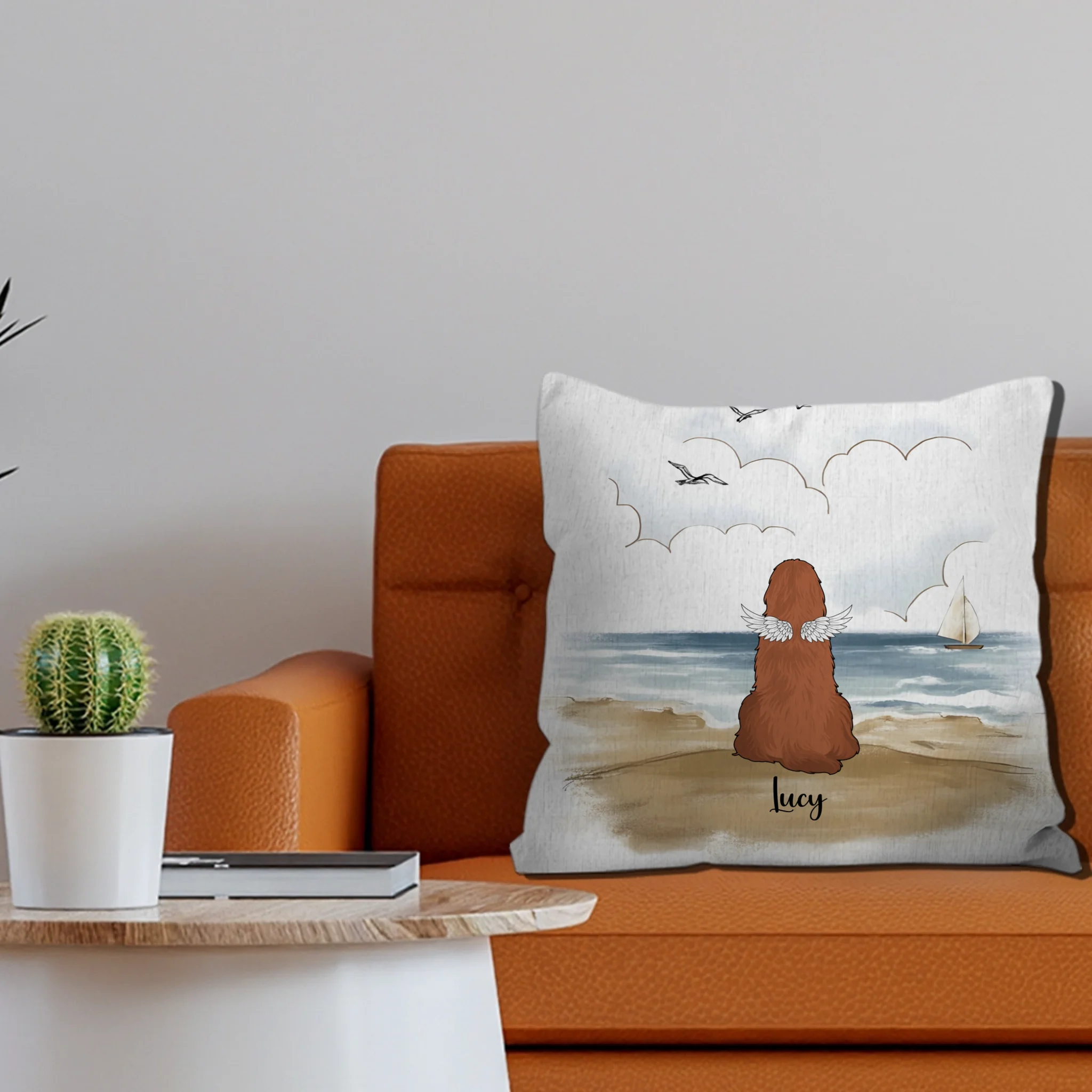 Custom Dog Pillow With A Beach Scene – Emotional Perfect Gift For Dog Lovers – 89Prints