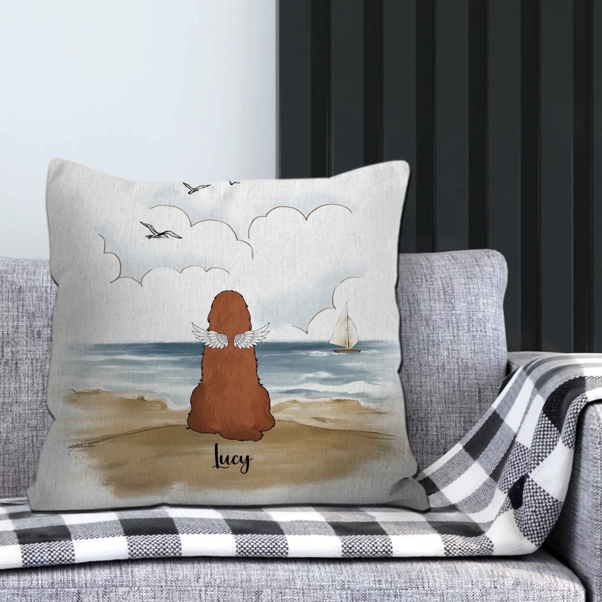Custom Dog Pillow With A Beach Scene – Emotional Perfect Gift For Dog Lovers – 89Prints