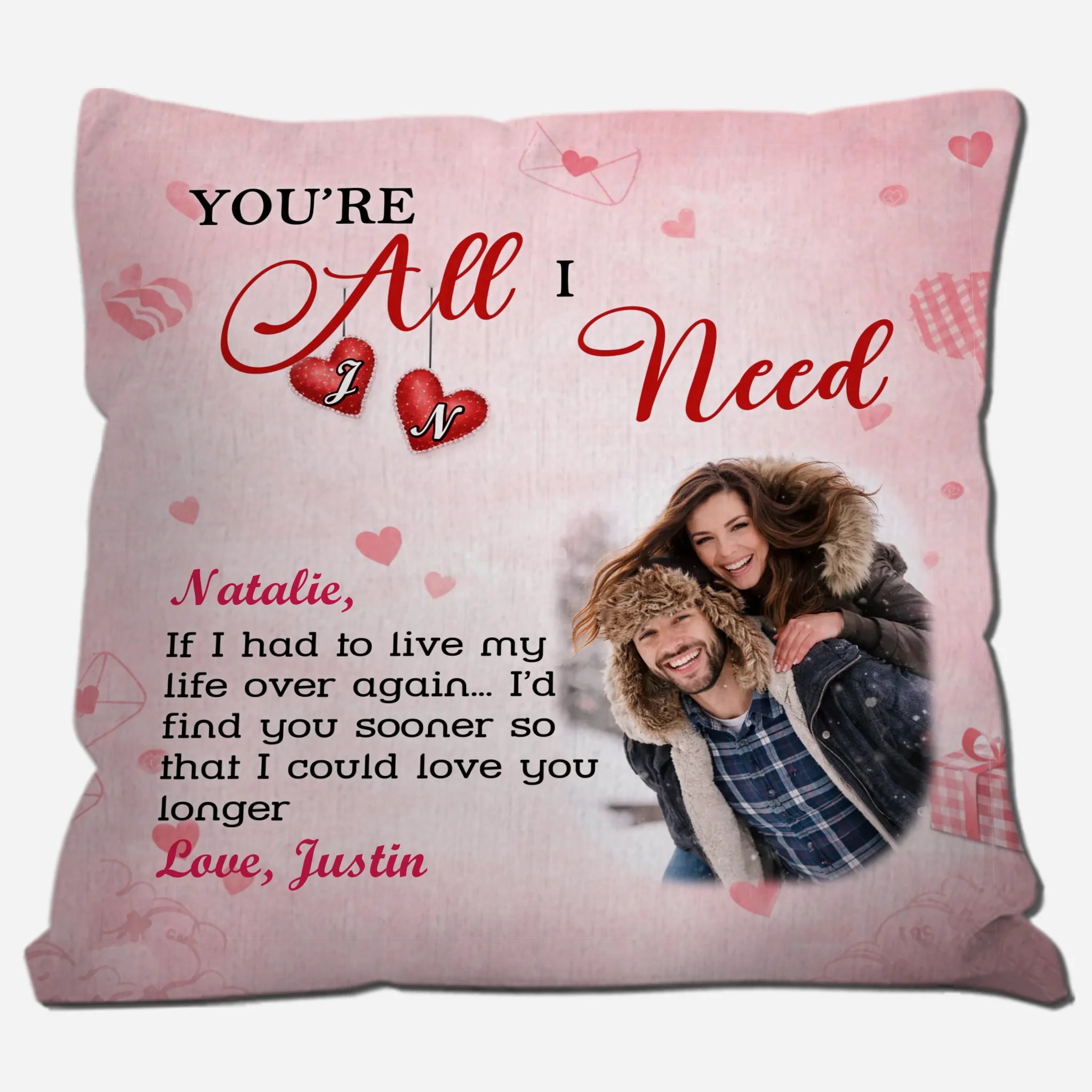 You’re All I Need Couple Pillow – Personalized Photo & Name Gift - 89Prints