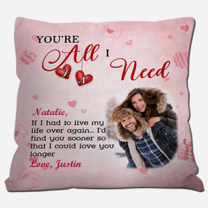 You’re All I Need Couple Pillow – Personalized Photo & Name Gift - 89Prints