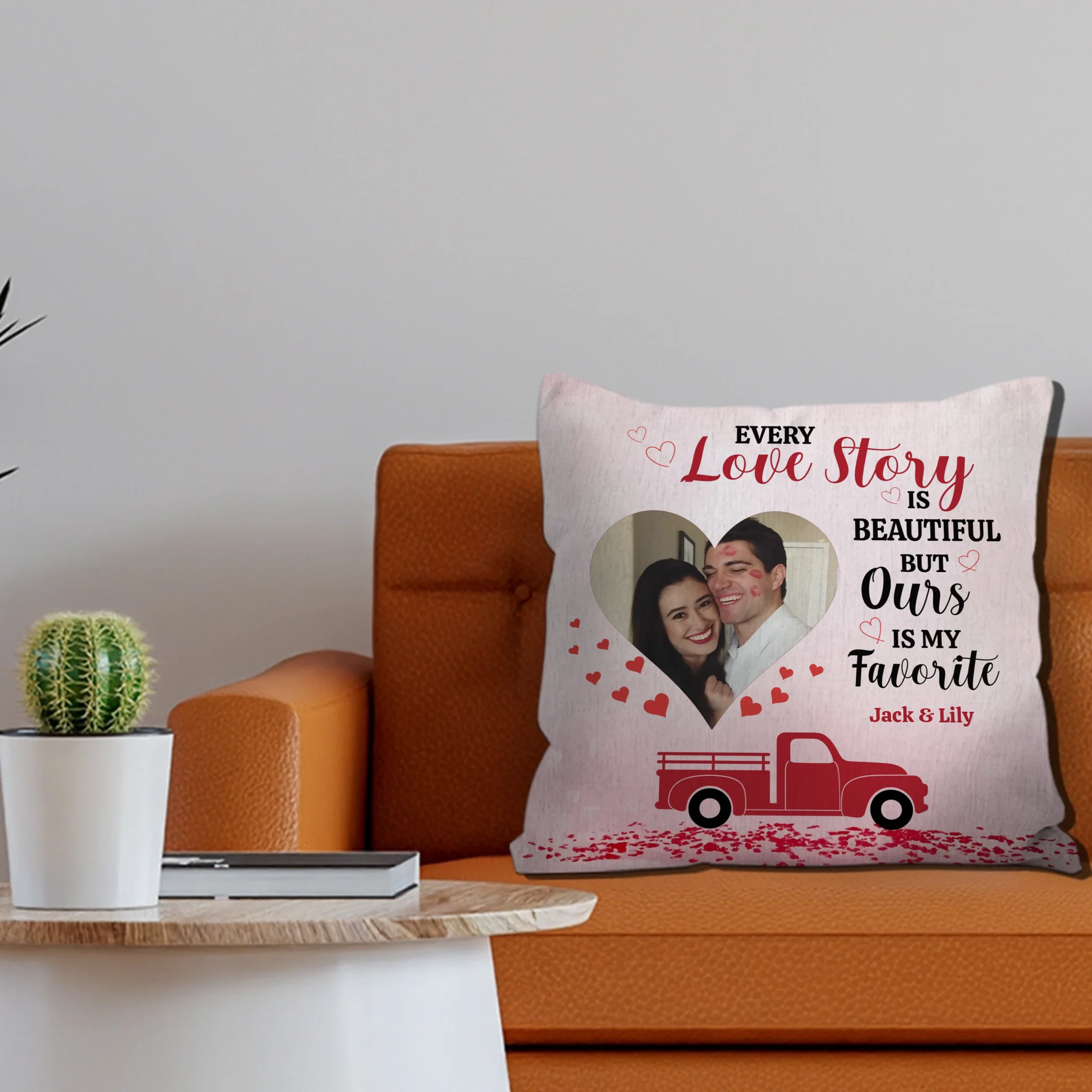 Every Love Story Is Beautiful Couple Pillow - Signature Perfect Gift with Photo & Name - 89Prints