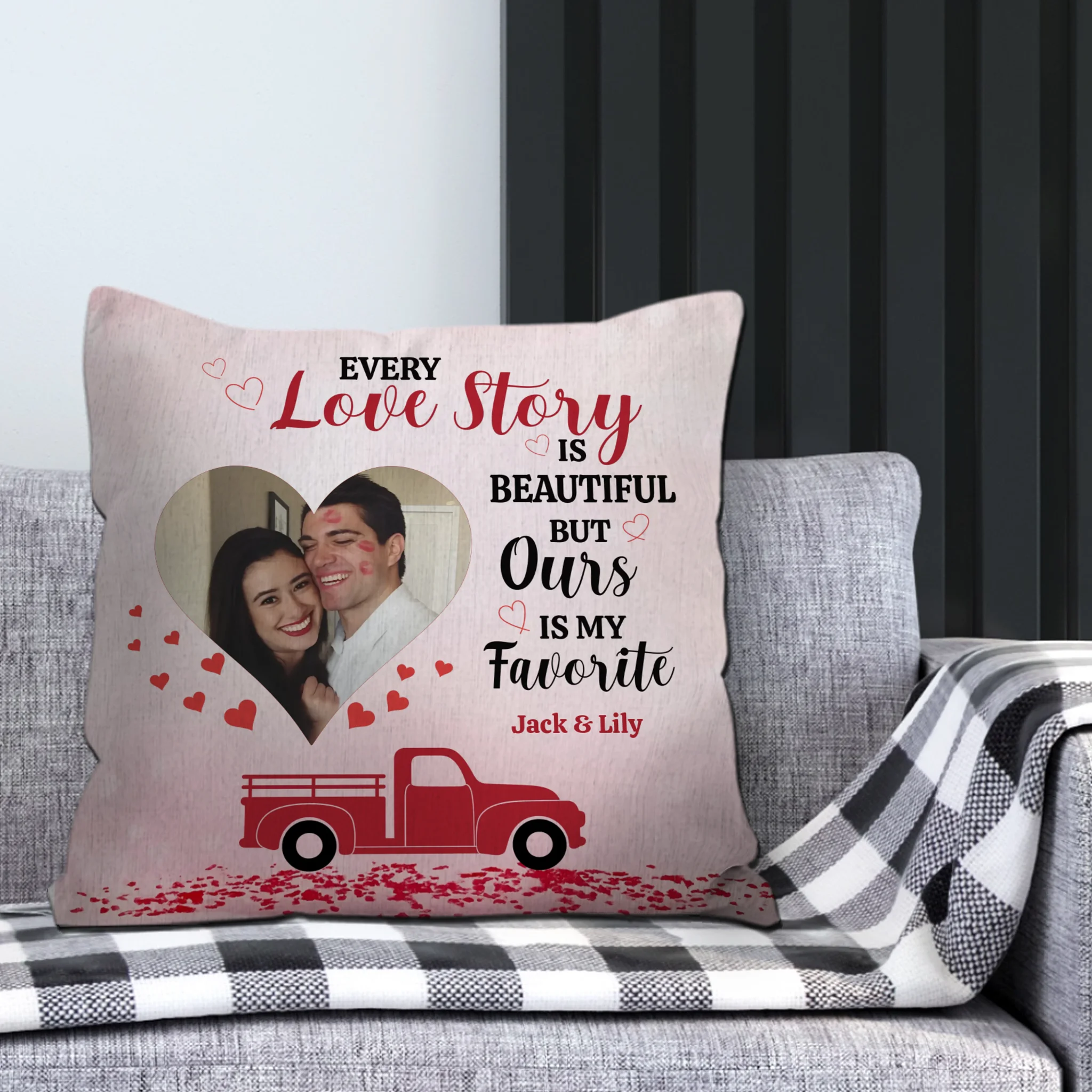 Every Love Story Is Beautiful Couple Pillow - Signature Perfect Gift with Photo & Name - 89Prints