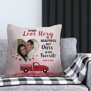 Every Love Story Is Beautiful Couple Pillow - Signature Perfect Gift with Photo & Name - 89Prints