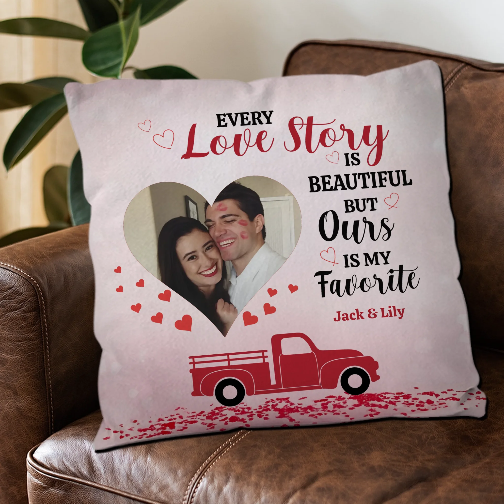 Every Love Story Is Beautiful Couple Pillow - Signature Perfect Gift with Photo & Name - 89Prints