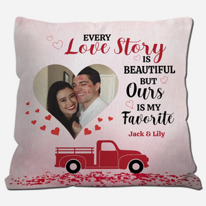Every Love Story Is Beautiful Couple Pillow - Signature Perfect Gift with Photo & Name - 89Prints