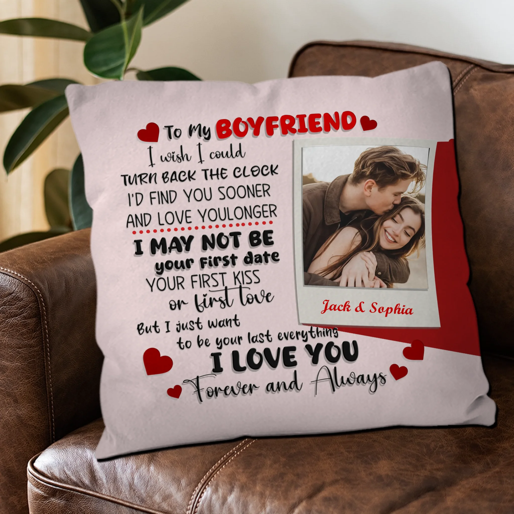 Forever and Always Romantic Pillow Gift – Custom Gift for Boyfriend - 89Prints