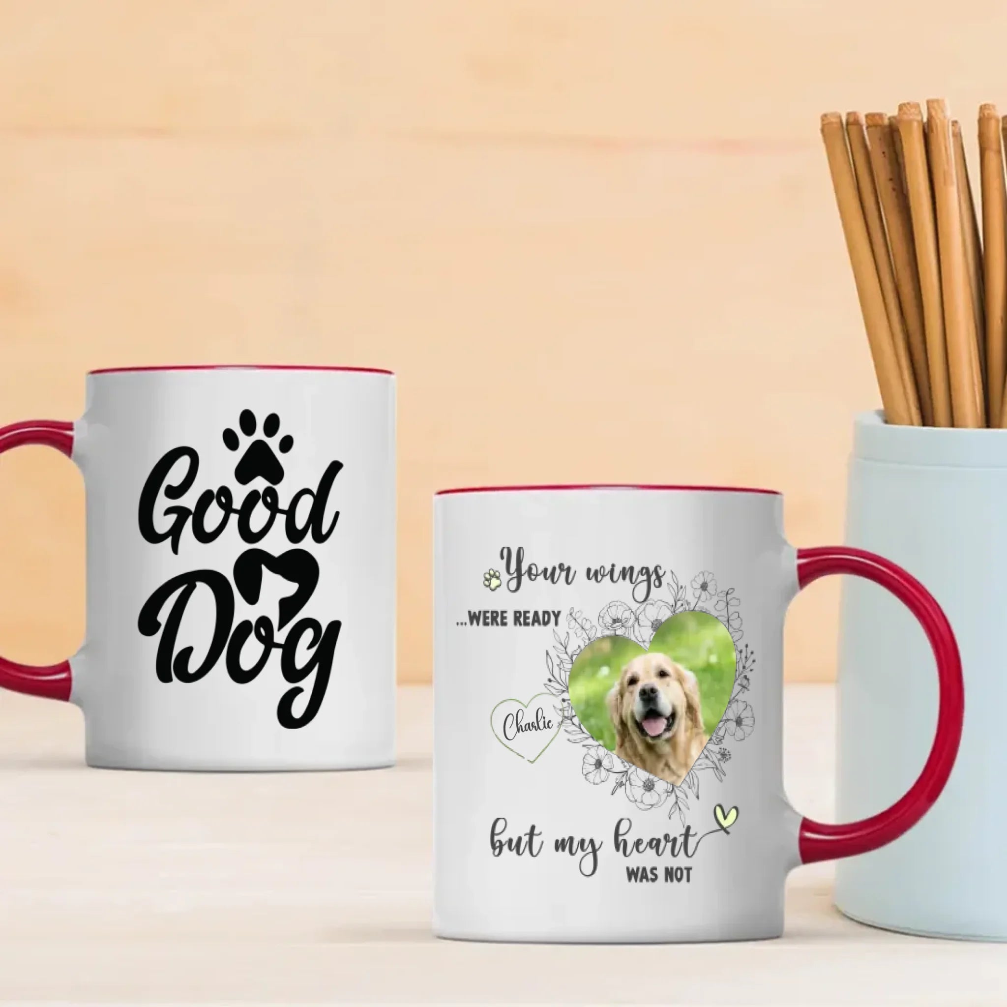 Personalized Dog Memorial Mug – Your Wings Were Ready But My Heart Was Not - 89Prints