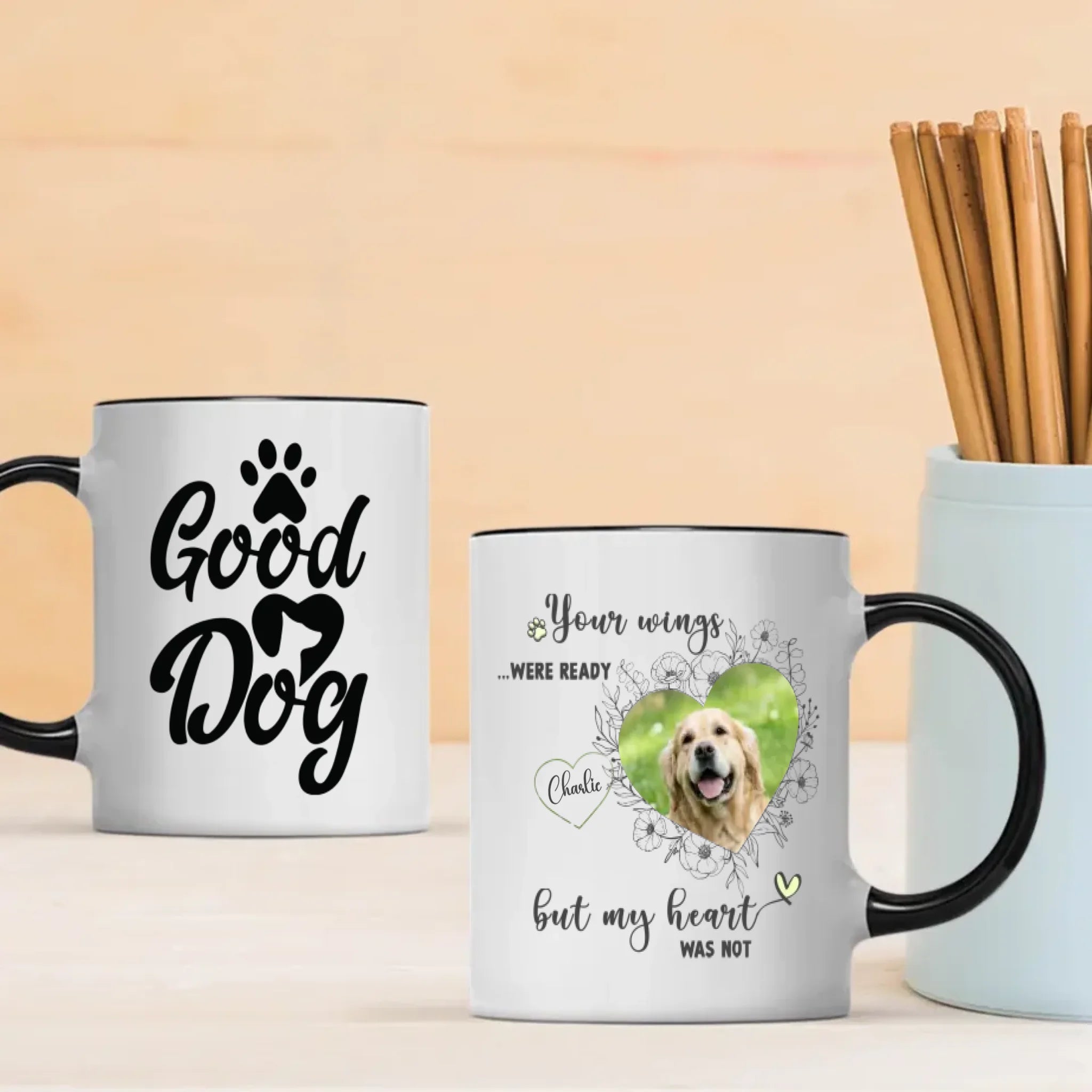 Personalized Dog Memorial Mug – Your Wings Were Ready But My Heart Was Not - 89Prints