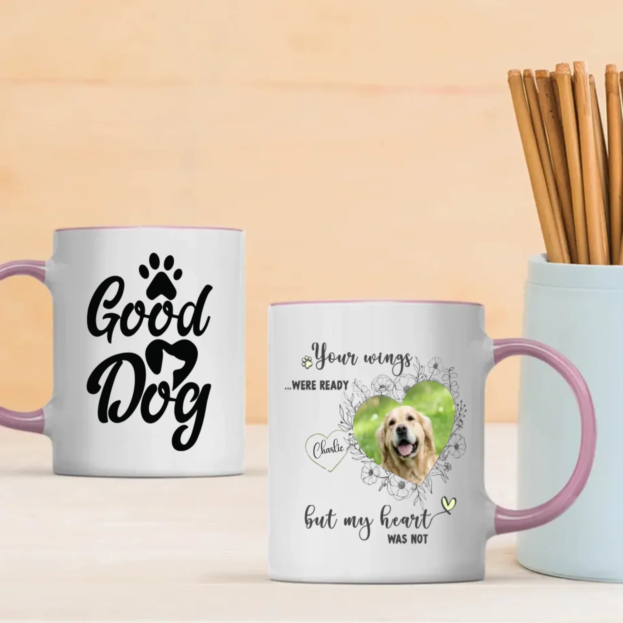 Personalized Dog Memorial Mug – Your Wings Were Ready But My Heart Was Not - 89Prints